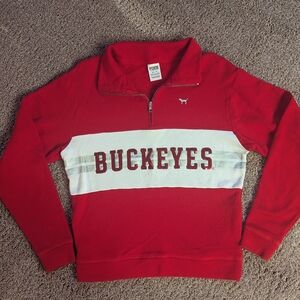 Women's Victoria's Secret Pink brand Red Buckeyes Half zip sweatshirt Size XS